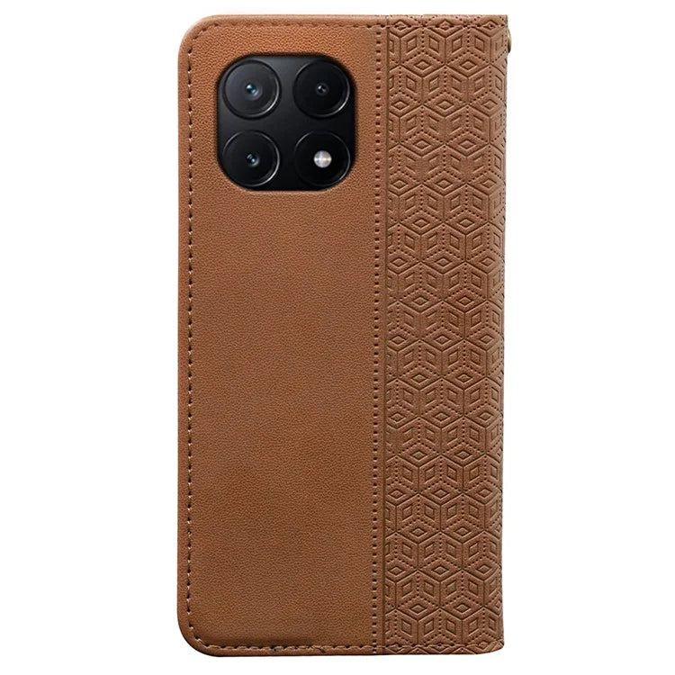 For Xiaomi Poco X6 Pro 5G / Redmi K70E 5G Wallet Phone Case Strong Magnetic Checkered Pattern Imprint Leather Flip Cover