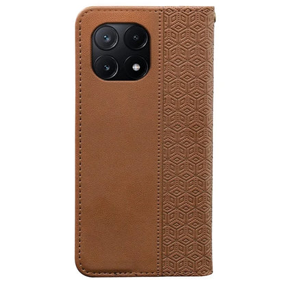 For Xiaomi Poco X6 Pro 5G / Redmi K70E 5G Wallet Phone Case Strong Magnetic Checkered Pattern Imprint Leather Flip Cover