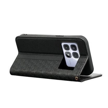 For Xiaomi Redmi K70 Ultra Wallet Phone Case Strong Magnetic Checkered Pattern Imprint Leather Flip Cover
