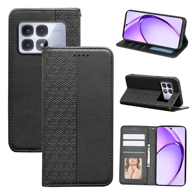 For Xiaomi Redmi K70 Ultra Wallet Phone Case Strong Magnetic Checkered Pattern Imprint Leather Flip Cover