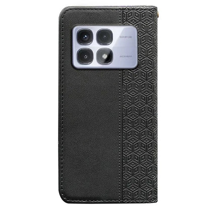 For Xiaomi Redmi K70 Ultra Wallet Phone Case Strong Magnetic Checkered Pattern Imprint Leather Flip Cover