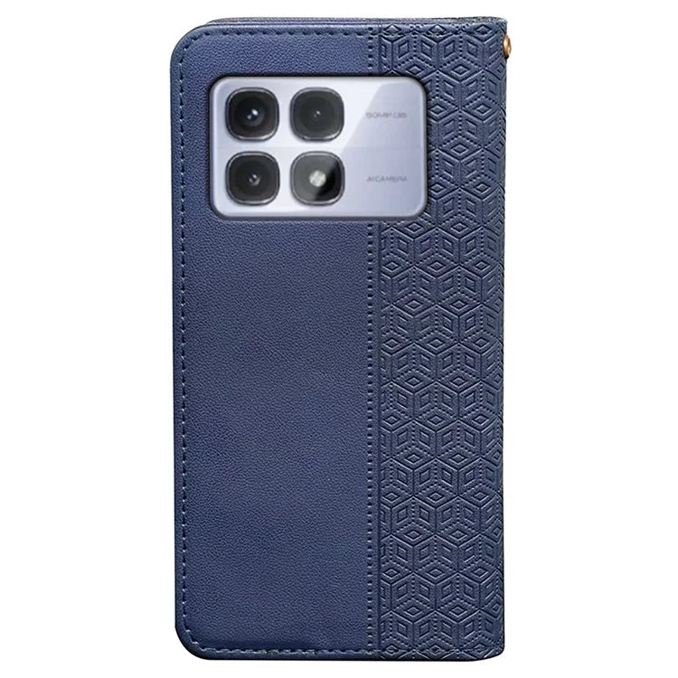 For Xiaomi Redmi K70 Ultra Wallet Phone Case Strong Magnetic Checkered Pattern Imprint Leather Flip Cover
