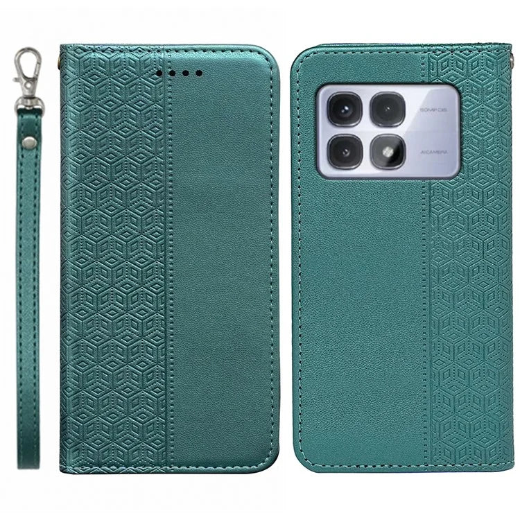 For Xiaomi Redmi K70 Ultra Wallet Phone Case Strong Magnetic Checkered Pattern Imprint Leather Flip Cover
