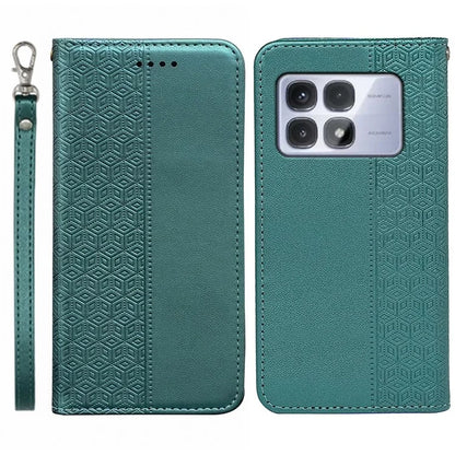 For Xiaomi Redmi K70 Ultra Wallet Phone Case Strong Magnetic Checkered Pattern Imprint Leather Flip Cover