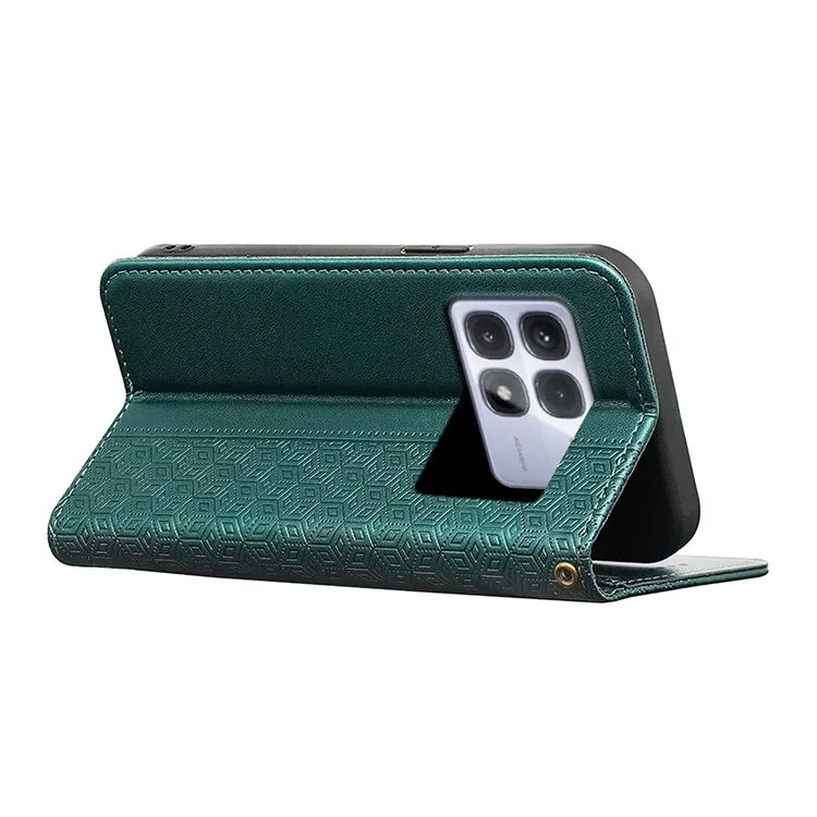 For Xiaomi Redmi K70 Ultra Wallet Phone Case Strong Magnetic Checkered Pattern Imprint Leather Flip Cover