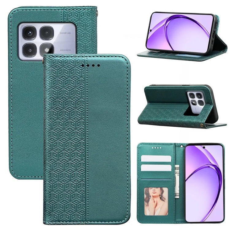 For Xiaomi Redmi K70 Ultra Wallet Phone Case Strong Magnetic Checkered Pattern Imprint Leather Flip Cover