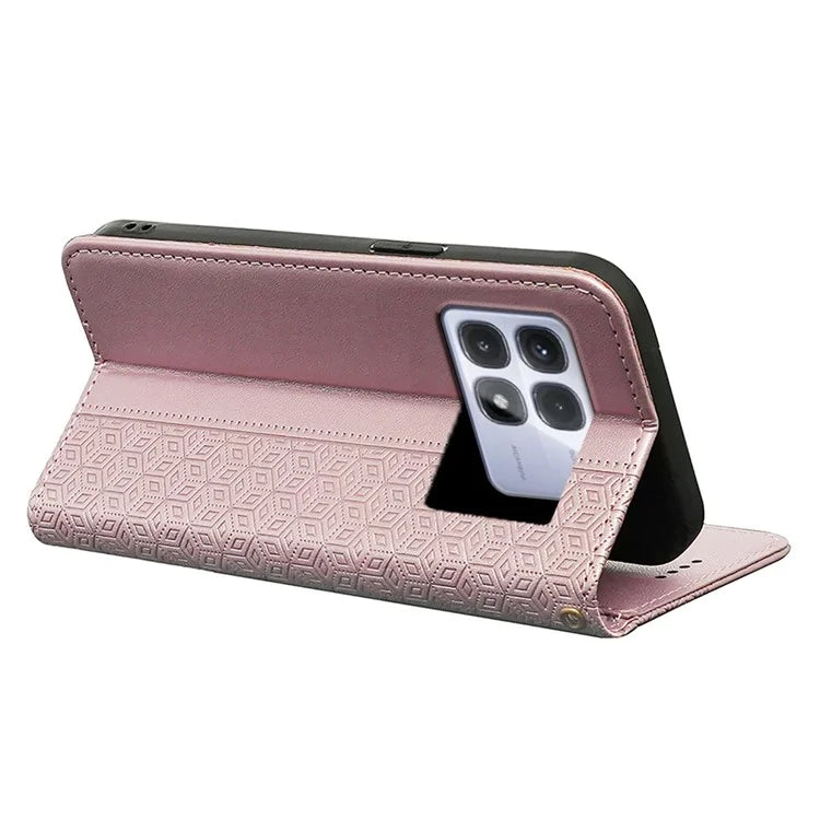 For Xiaomi Redmi K70 Ultra Wallet Phone Case Strong Magnetic Checkered Pattern Imprint Leather Flip Cover
