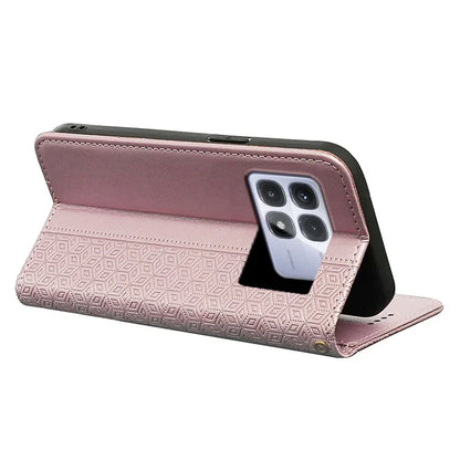 For Xiaomi Redmi K70 Ultra Wallet Phone Case Strong Magnetic Checkered Pattern Imprint Leather Flip Cover