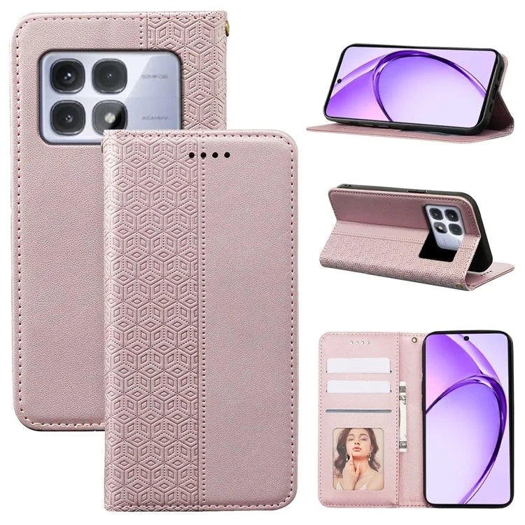 For Xiaomi Redmi K70 Ultra Wallet Phone Case Strong Magnetic Checkered Pattern Imprint Leather Flip Cover