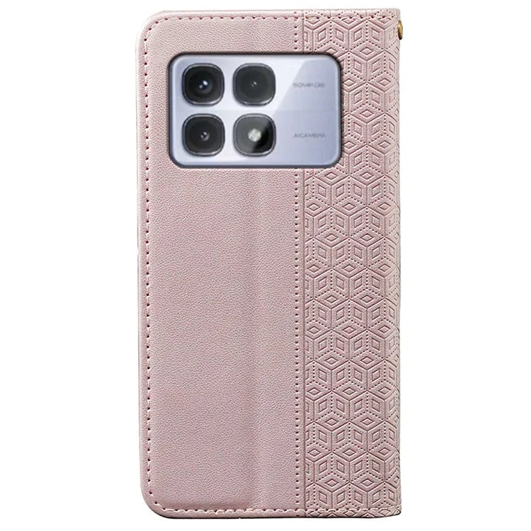 For Xiaomi Redmi K70 Ultra Wallet Phone Case Strong Magnetic Checkered Pattern Imprint Leather Flip Cover