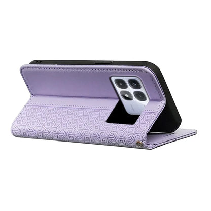 For Xiaomi Redmi K70 Ultra Wallet Phone Case Strong Magnetic Checkered Pattern Imprint Leather Flip Cover