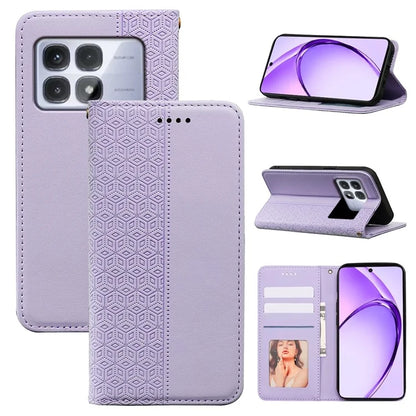 For Xiaomi Redmi K70 Ultra Wallet Phone Case Strong Magnetic Checkered Pattern Imprint Leather Flip Cover