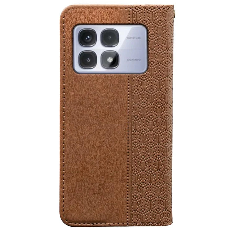 For Xiaomi Redmi K70 Ultra Wallet Phone Case Strong Magnetic Checkered Pattern Imprint Leather Flip Cover