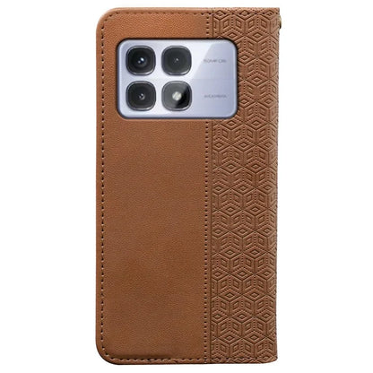 For Xiaomi Redmi K70 Ultra Wallet Phone Case Strong Magnetic Checkered Pattern Imprint Leather Flip Cover