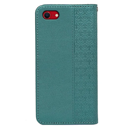 For iPhone SE (2024) Wallet Phone Case Strong Magnetic Checkered Pattern Imprint Leather Flip Cover