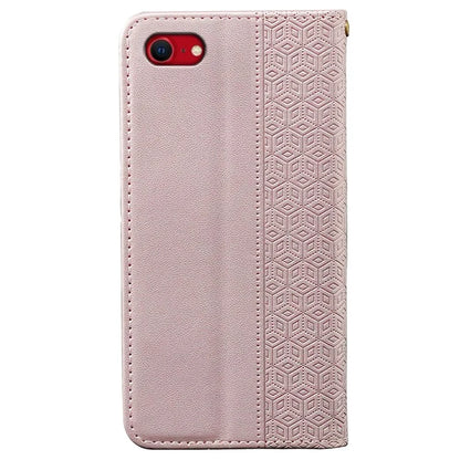 For iPhone SE (2024) Wallet Phone Case Strong Magnetic Checkered Pattern Imprint Leather Flip Cover