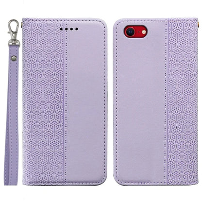 For iPhone SE (2024) Wallet Phone Case Strong Magnetic Checkered Pattern Imprint Leather Flip Cover