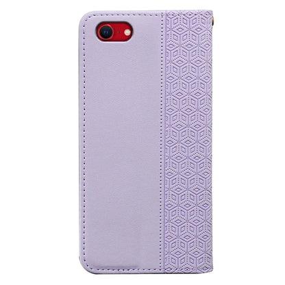 For iPhone SE (2024) Wallet Phone Case Strong Magnetic Checkered Pattern Imprint Leather Flip Cover