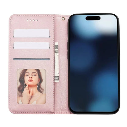 For iPhone 16 Plus Wallet Phone Case Strong Magnetic Checkered Pattern Imprint Leather Flip Cover