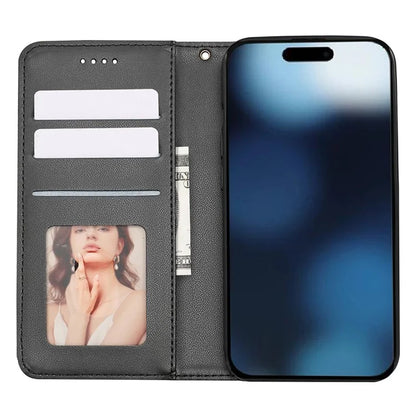 For iPhone 16 Pro Wallet Phone Case Strong Magnetic Checkered Pattern Imprint Leather Flip Cover