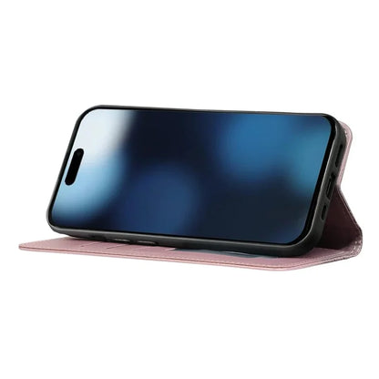 For iPhone 16 Pro Wallet Phone Case Strong Magnetic Checkered Pattern Imprint Leather Flip Cover