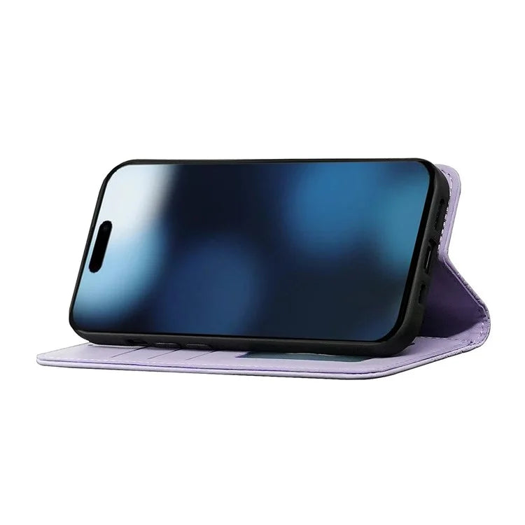 For iPhone 16 Pro Wallet Phone Case Strong Magnetic Checkered Pattern Imprint Leather Flip Cover