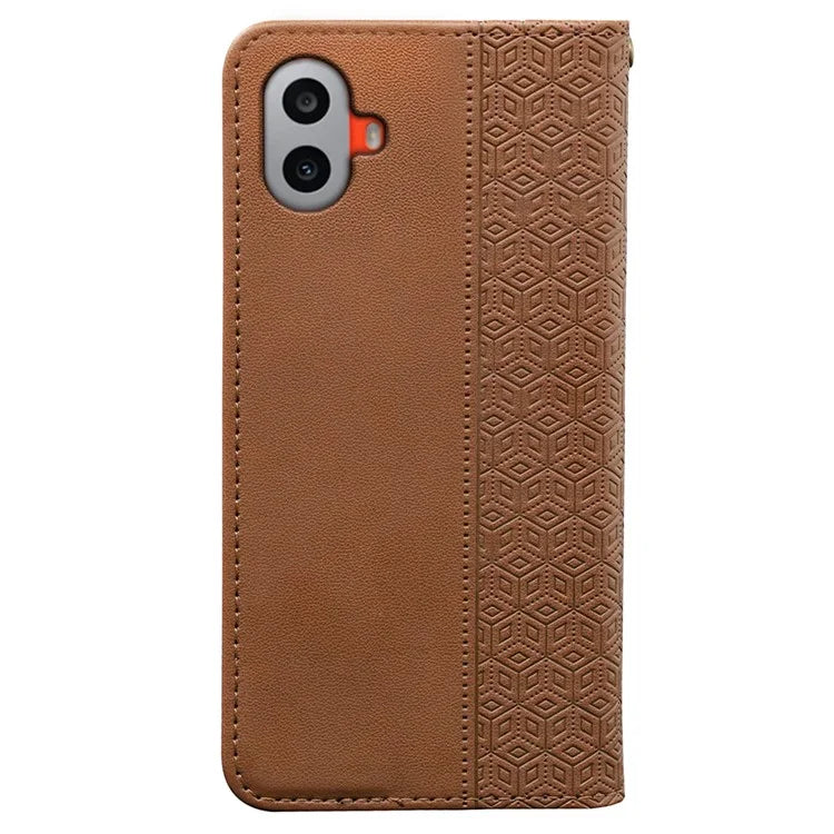 For Nothing CMF Phone 1 Wallet Phone Case Strong Magnetic Checkered Pattern Imprint Leather Flip Cover