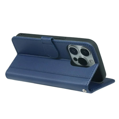 For iPhone 16 Pro Wallet Case Magnetic Snap Leather Phone Cover with Strap