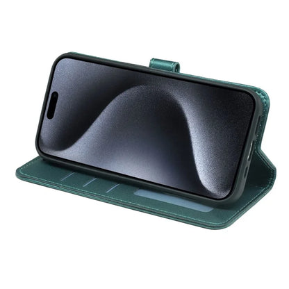 For iPhone 16 Pro Wallet Case Magnetic Snap Leather Phone Cover with Strap