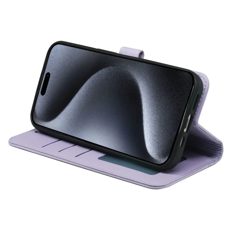 For iPhone 16 Pro Wallet Case Magnetic Snap Leather Phone Cover with Strap