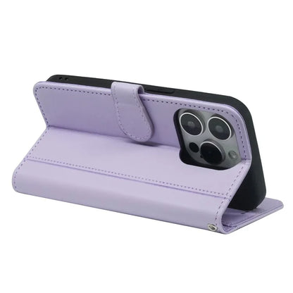 For iPhone 16 Pro Wallet Case Magnetic Snap Leather Phone Cover with Strap