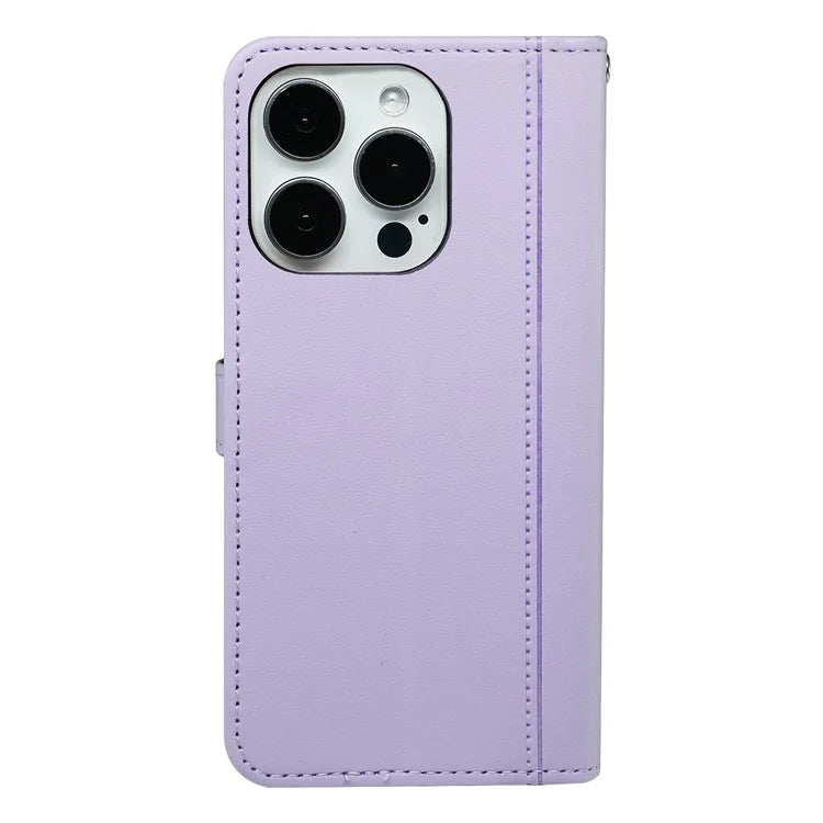 For iPhone 16 Pro Wallet Case Magnetic Snap Leather Phone Cover with Strap
