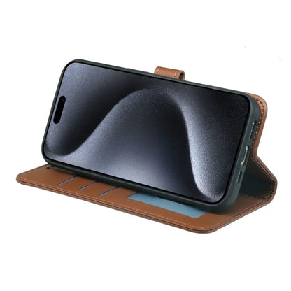 For iPhone 16 Pro Wallet Case Magnetic Snap Leather Phone Cover with Strap