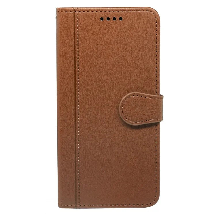 For iPhone 16 Pro Wallet Case Magnetic Snap Leather Phone Cover with Strap