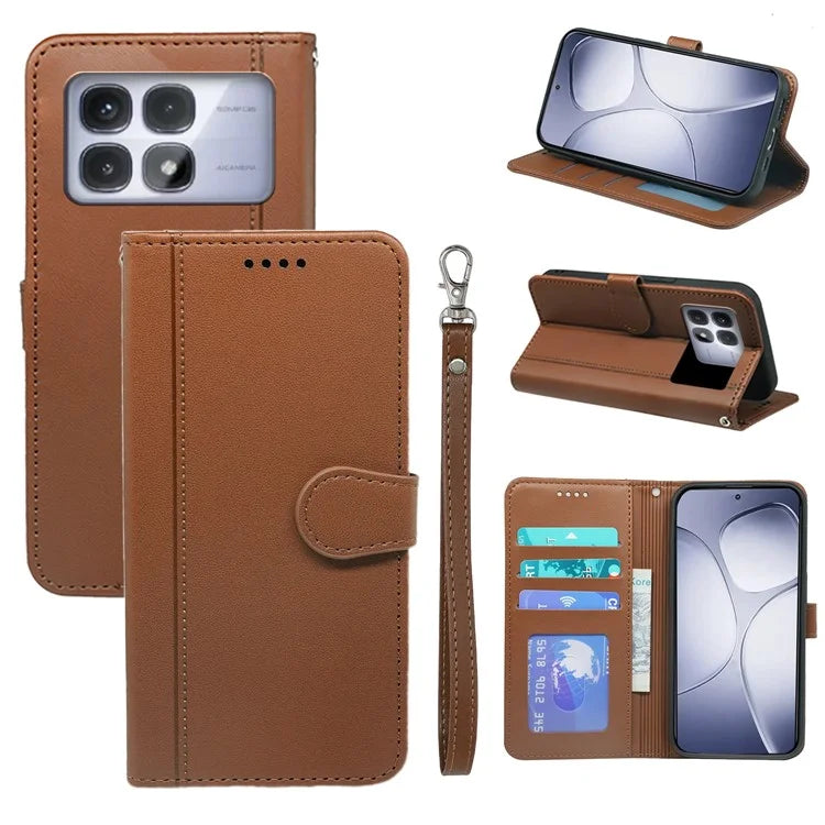 For Xiaomi Redmi K70 Ultra Wallet Case Magnetic Snap Leather Phone Cover with Strap