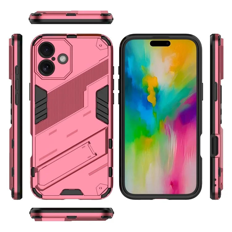 For iPhone 16 Plus Case PC+TPU Shockproof Phone Cover with Kickstand