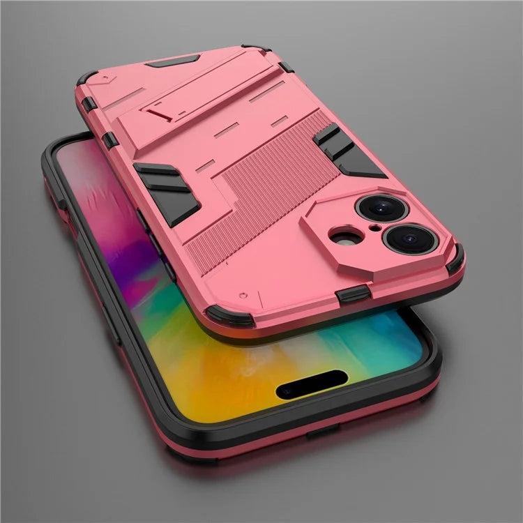 For iPhone 16 Plus Case PC+TPU Shockproof Phone Cover with Kickstand