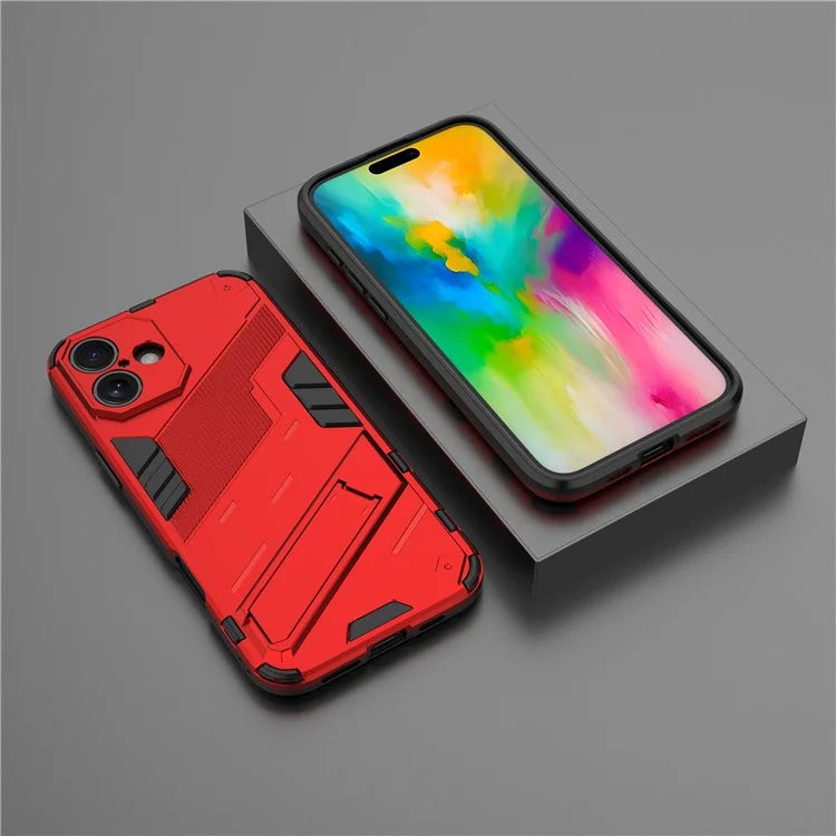 For iPhone 16 Plus Case PC+TPU Shockproof Phone Cover with Kickstand