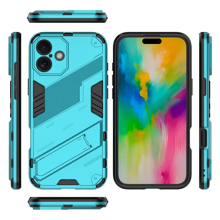 For iPhone 16 Plus Case PC+TPU Shockproof Phone Cover with Kickstand