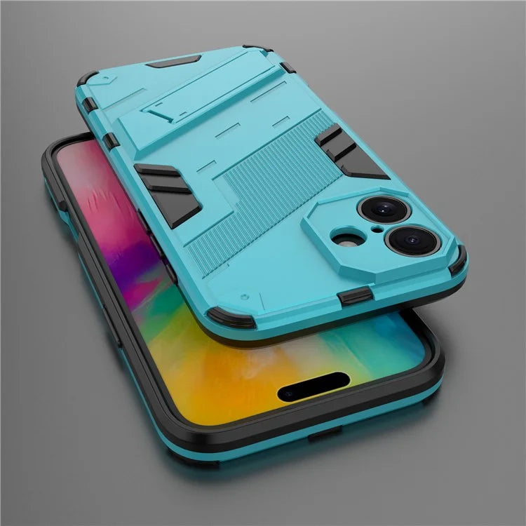 For iPhone 16 Plus Case PC+TPU Shockproof Phone Cover with Kickstand