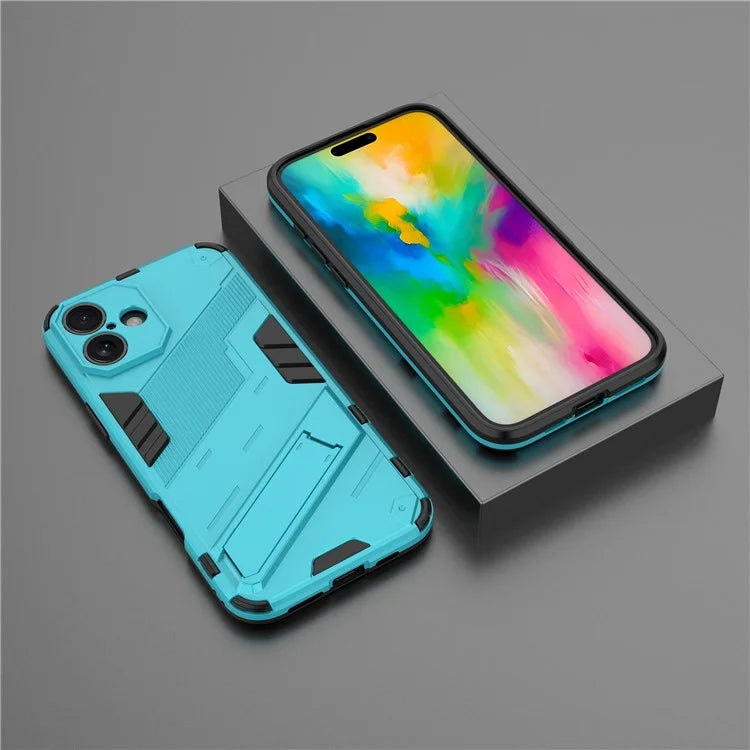 For iPhone 16 Plus Case PC+TPU Shockproof Phone Cover with Kickstand