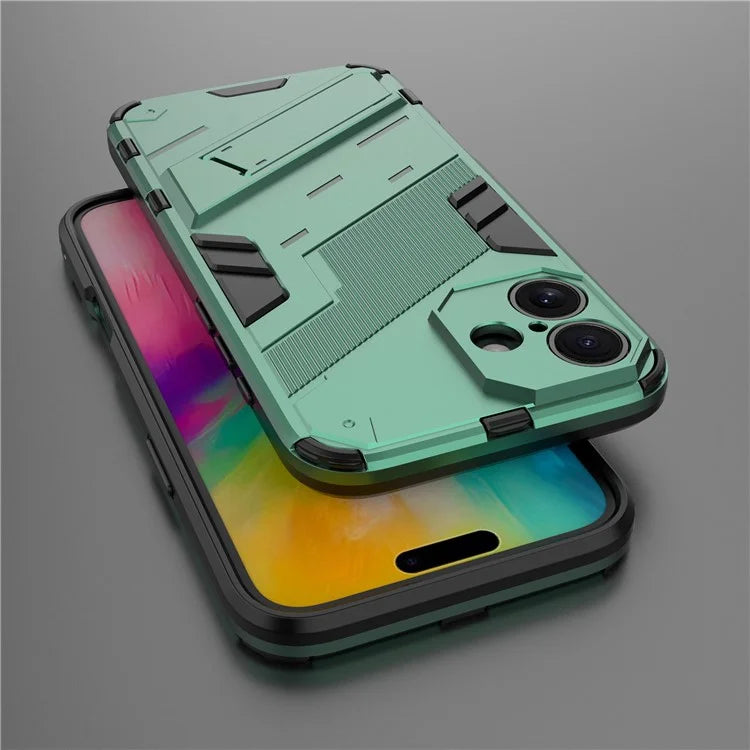 For iPhone 16 Plus Case PC+TPU Shockproof Phone Cover with Kickstand