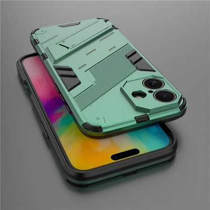 For iPhone 16 Plus Case PC+TPU Shockproof Phone Cover with Kickstand