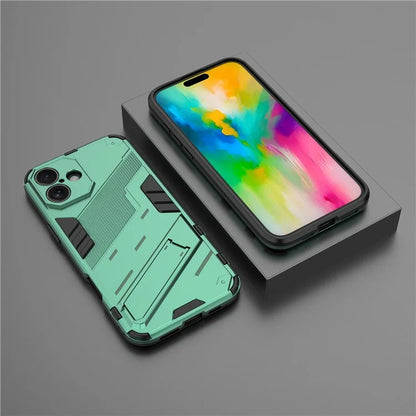 For iPhone 16 Plus Case PC+TPU Shockproof Phone Cover with Kickstand