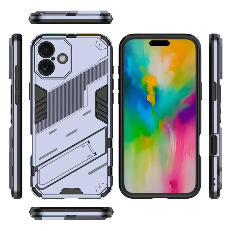 For iPhone 16 Plus Case PC+TPU Shockproof Phone Cover with Kickstand