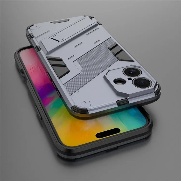 For iPhone 16 Plus Case PC+TPU Shockproof Phone Cover with Kickstand