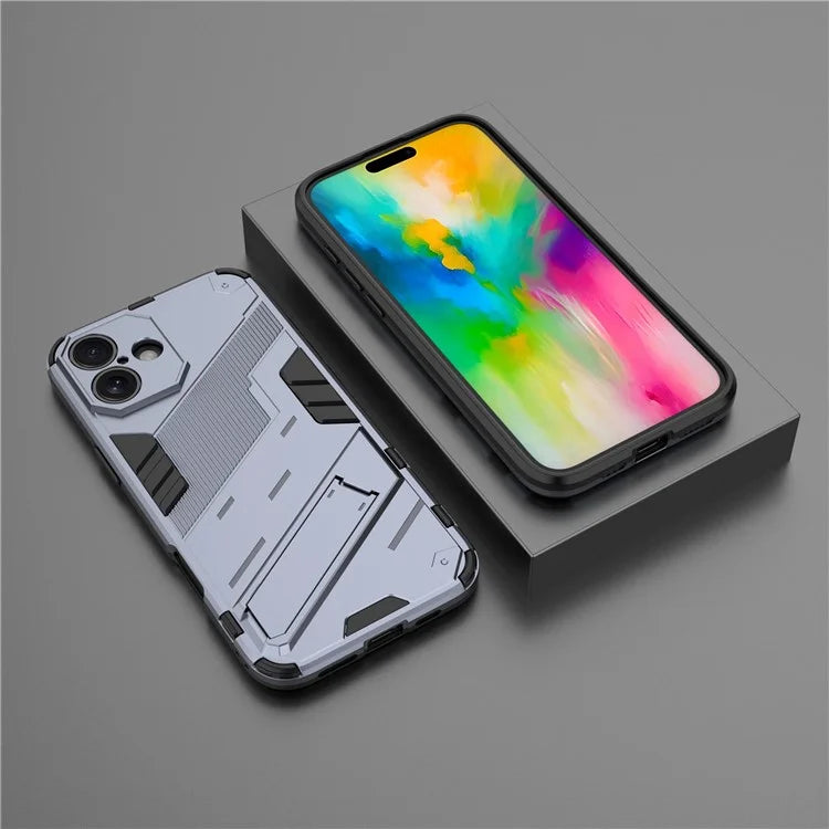 For iPhone 16 Plus Case PC+TPU Shockproof Phone Cover with Kickstand