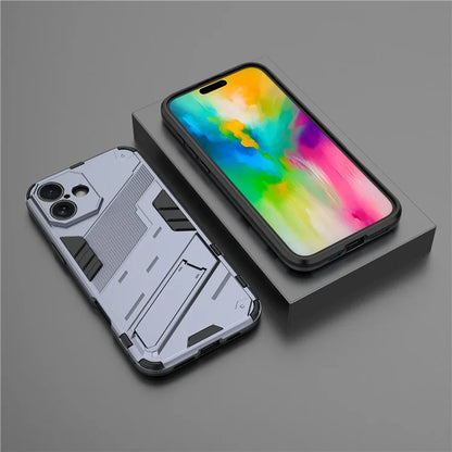 For iPhone 16 Plus Case PC+TPU Shockproof Phone Cover with Kickstand