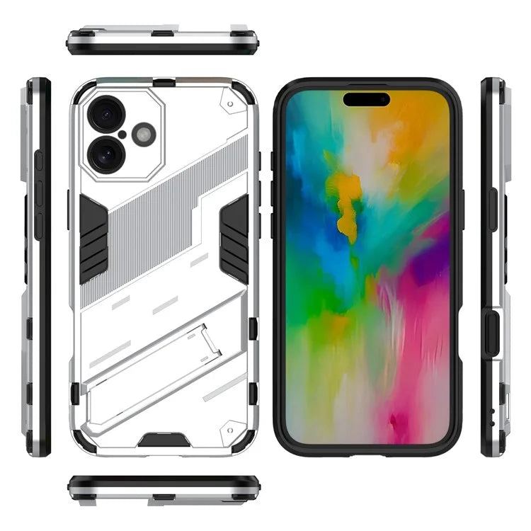 For iPhone 16 Plus Case PC+TPU Shockproof Phone Cover with Kickstand