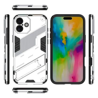 For iPhone 16 Plus Case PC+TPU Shockproof Phone Cover with Kickstand